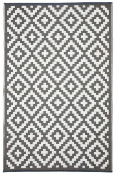 Eco Friendly Outdoor Rug - AZTEC Grey & White