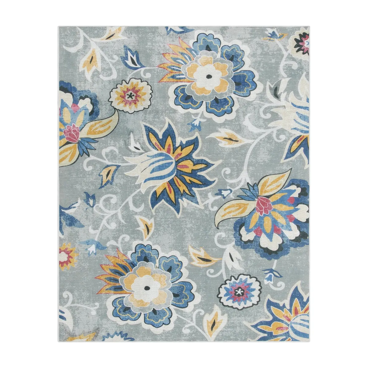 Soleil Floral Blue/Grey Indoor Outdoor Rug