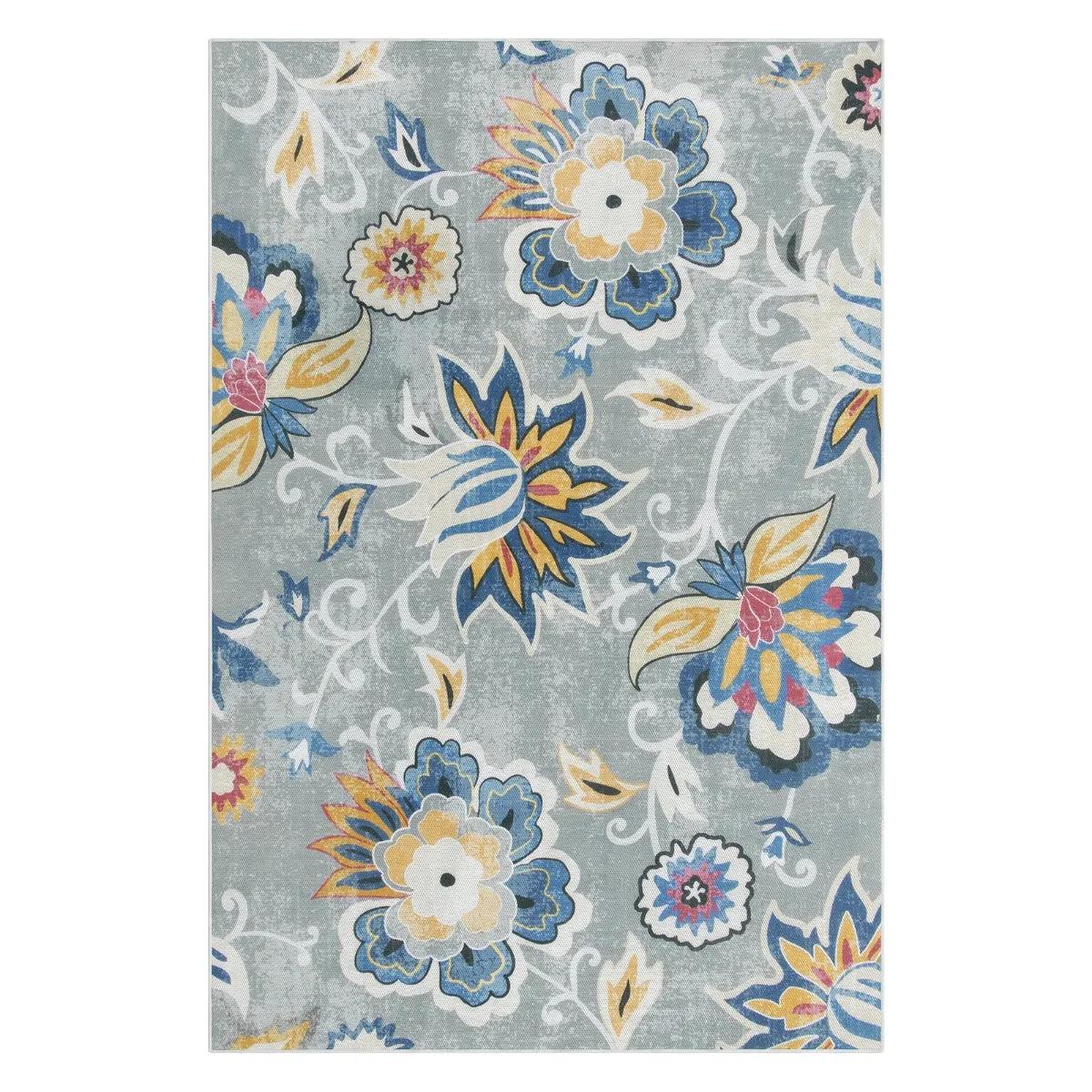 Soleil Floral Blue/Grey Indoor Outdoor Rug