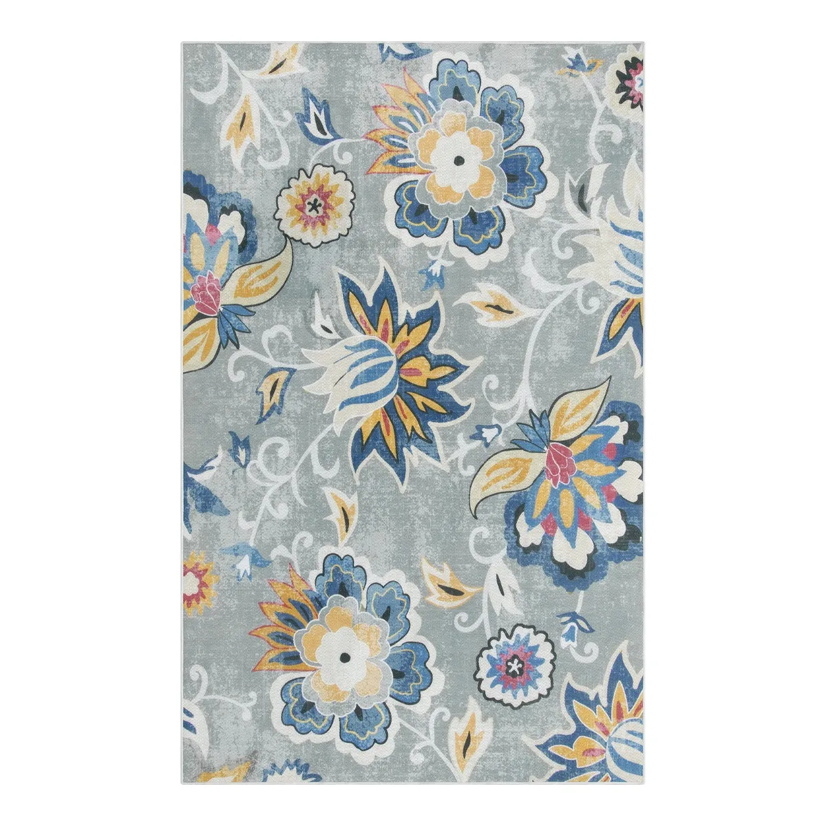 Soleil Floral Blue/Grey Indoor Outdoor Rug